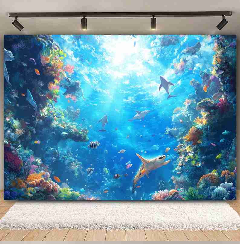 Tło Fotograficzne Podwodny Świ – Aquarium Fish Dolphin recenzja i cena