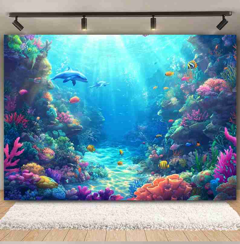 Tło Fotograficzne Podwodny Świ – Aquarium Fish Dolphin recenzja i cena