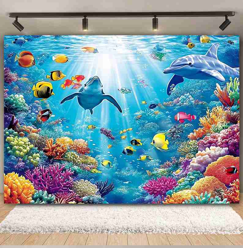 Tło Fotograficzne Podwodny Świ – Aquarium Fish Dolphin recenzja i cena